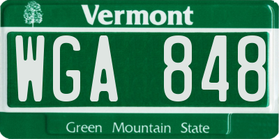 VT license plate WGA848