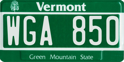 VT license plate WGA850