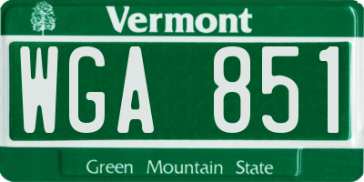 VT license plate WGA851