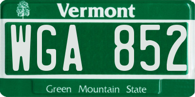 VT license plate WGA852