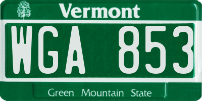 VT license plate WGA853