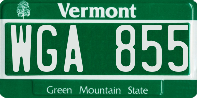 VT license plate WGA855