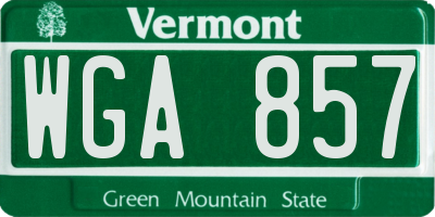 VT license plate WGA857