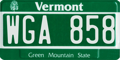 VT license plate WGA858