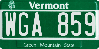 VT license plate WGA859