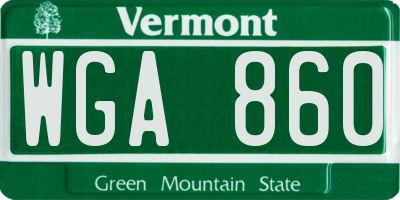 VT license plate WGA860