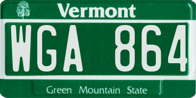 VT license plate WGA864