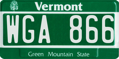 VT license plate WGA866