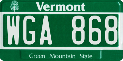 VT license plate WGA868