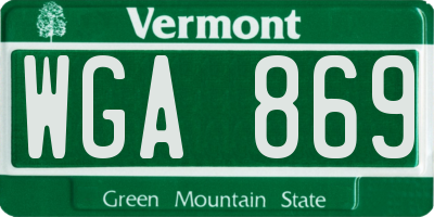 VT license plate WGA869