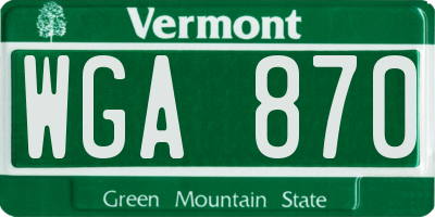 VT license plate WGA870