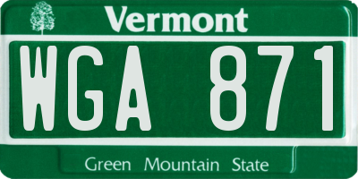 VT license plate WGA871