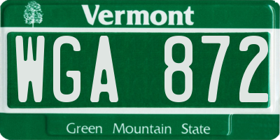 VT license plate WGA872