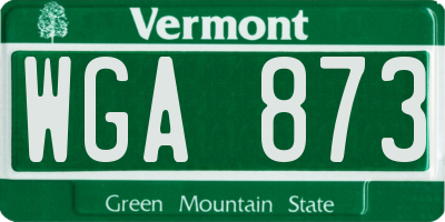 VT license plate WGA873