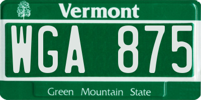 VT license plate WGA875