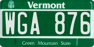 VT license plate WGA876