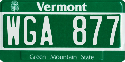 VT license plate WGA877