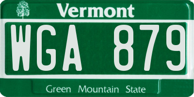 VT license plate WGA879