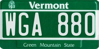 VT license plate WGA880