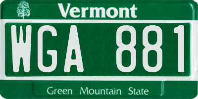 VT license plate WGA881