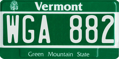 VT license plate WGA882