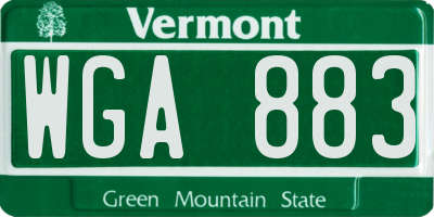 VT license plate WGA883