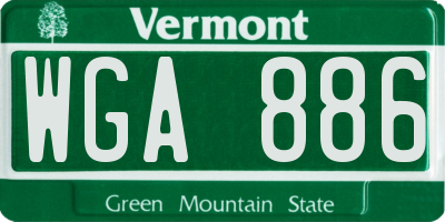 VT license plate WGA886