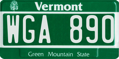 VT license plate WGA890