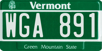 VT license plate WGA891