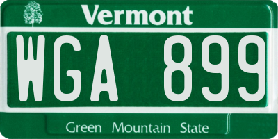 VT license plate WGA899