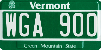 VT license plate WGA900