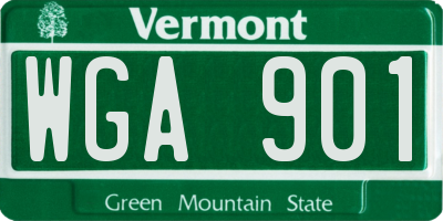 VT license plate WGA901