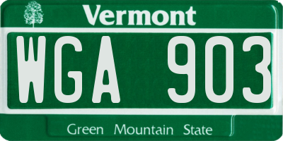 VT license plate WGA903