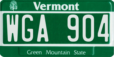 VT license plate WGA904