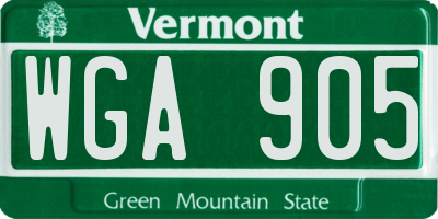 VT license plate WGA905
