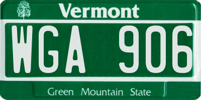 VT license plate WGA906