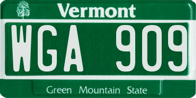 VT license plate WGA909