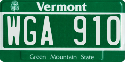 VT license plate WGA910