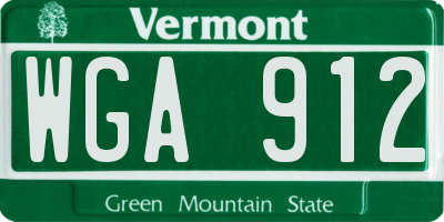 VT license plate WGA912