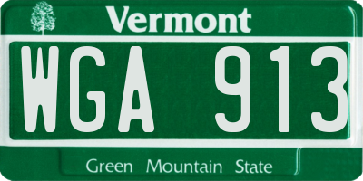 VT license plate WGA913