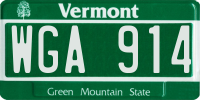 VT license plate WGA914