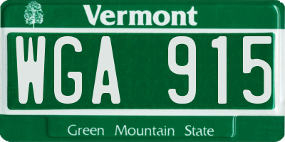 VT license plate WGA915