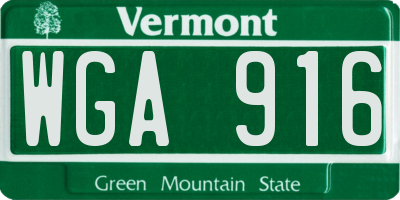 VT license plate WGA916