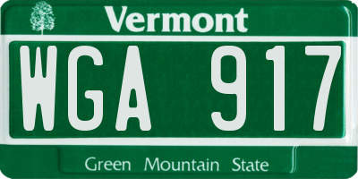 VT license plate WGA917
