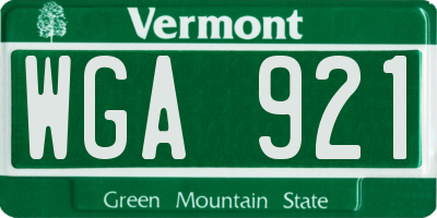 VT license plate WGA921