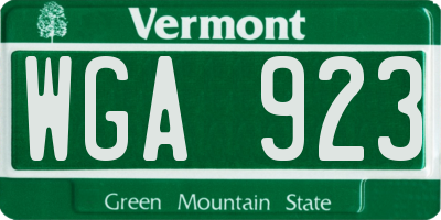 VT license plate WGA923
