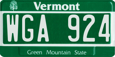 VT license plate WGA924