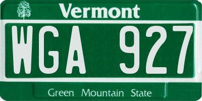 VT license plate WGA927