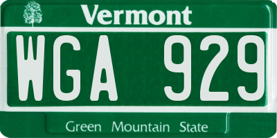 VT license plate WGA929