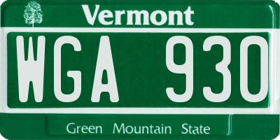 VT license plate WGA930